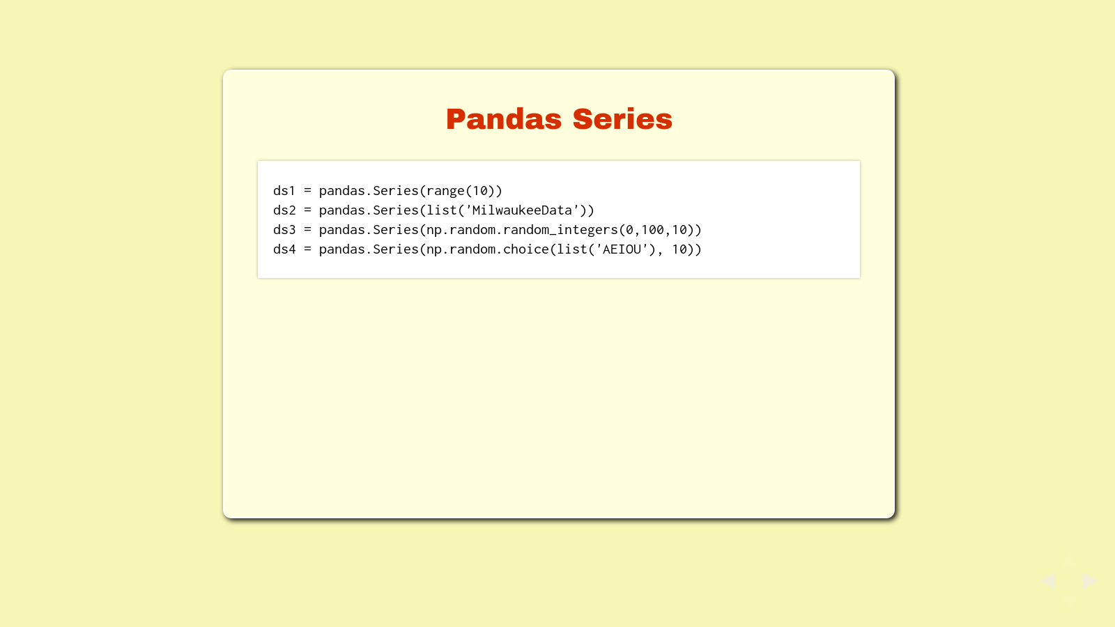Slide: Pandas Series