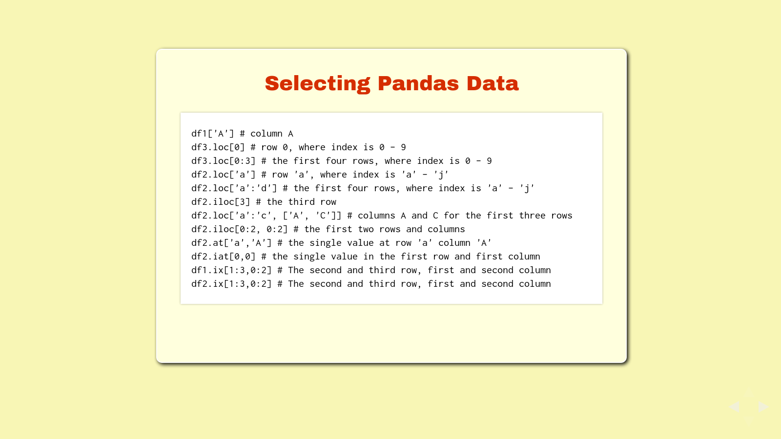 Slide: Selecting data