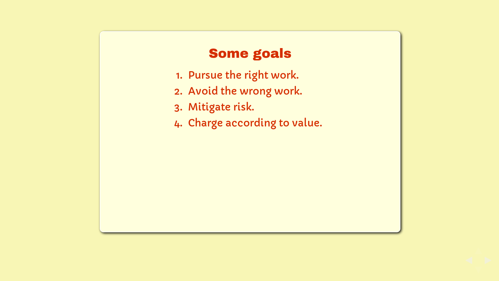 Slide: List of goals.