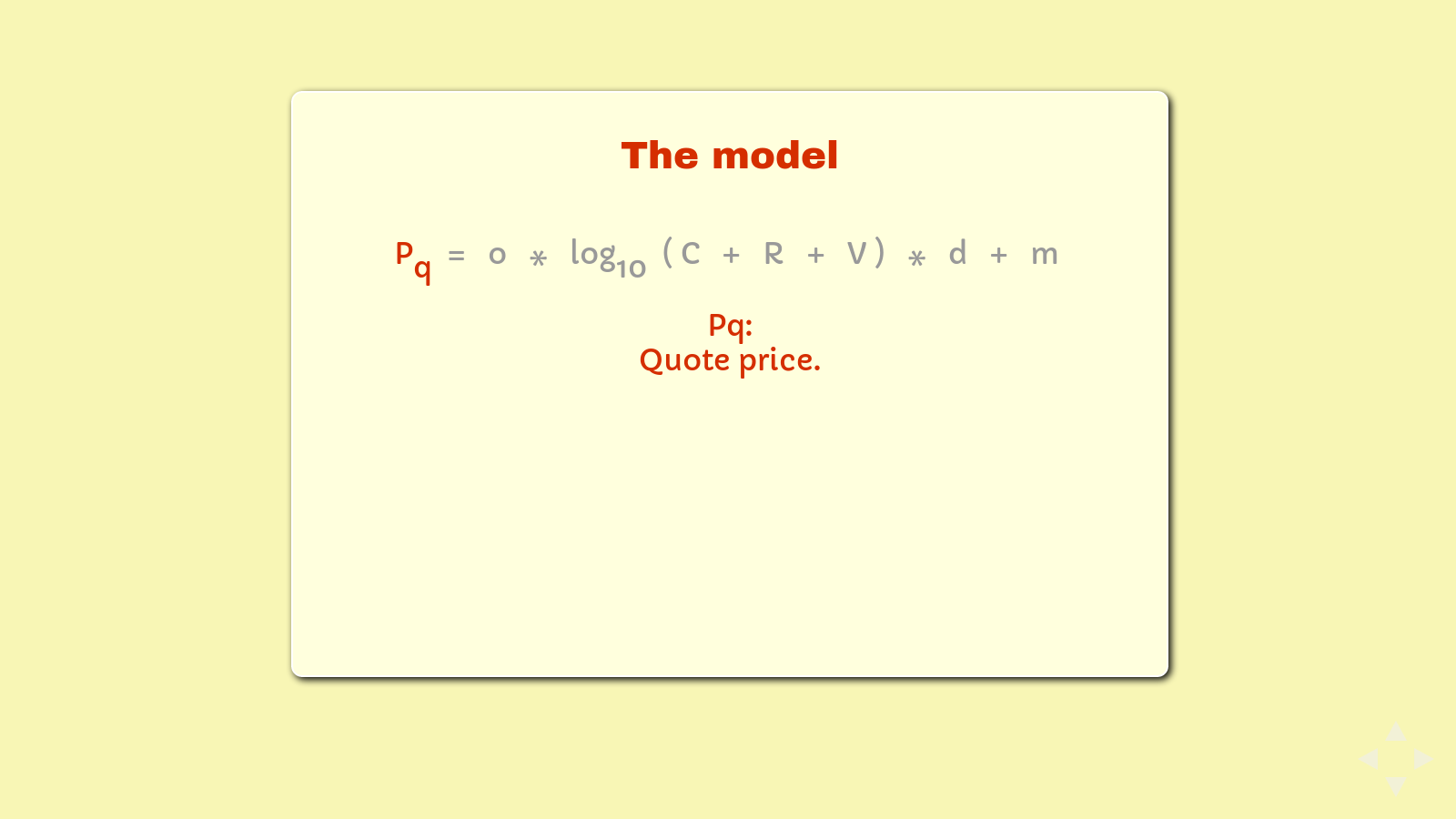 Slide: The formula, highlighting 'Pq ='