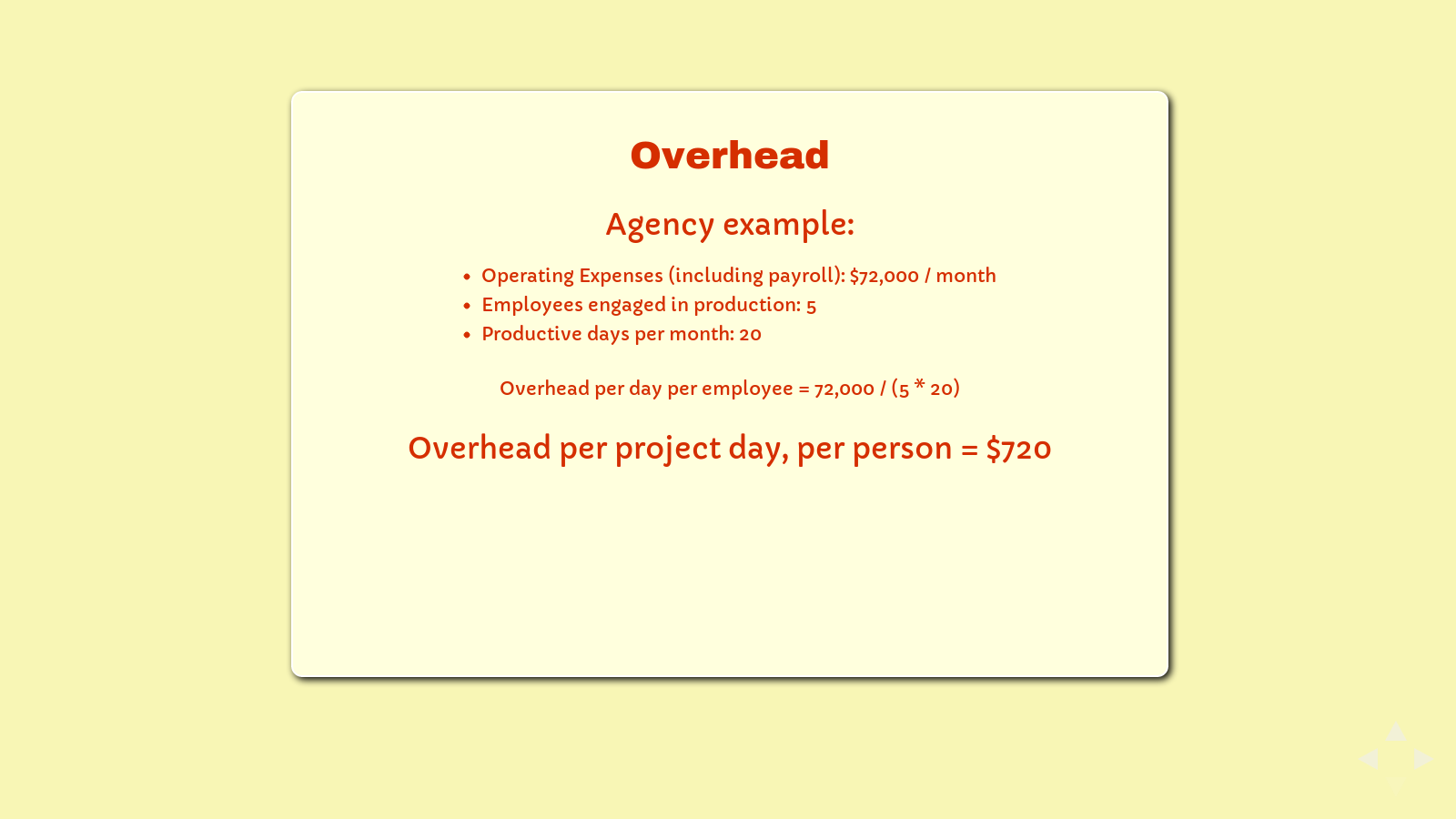 Slide: Overhead example, agencies