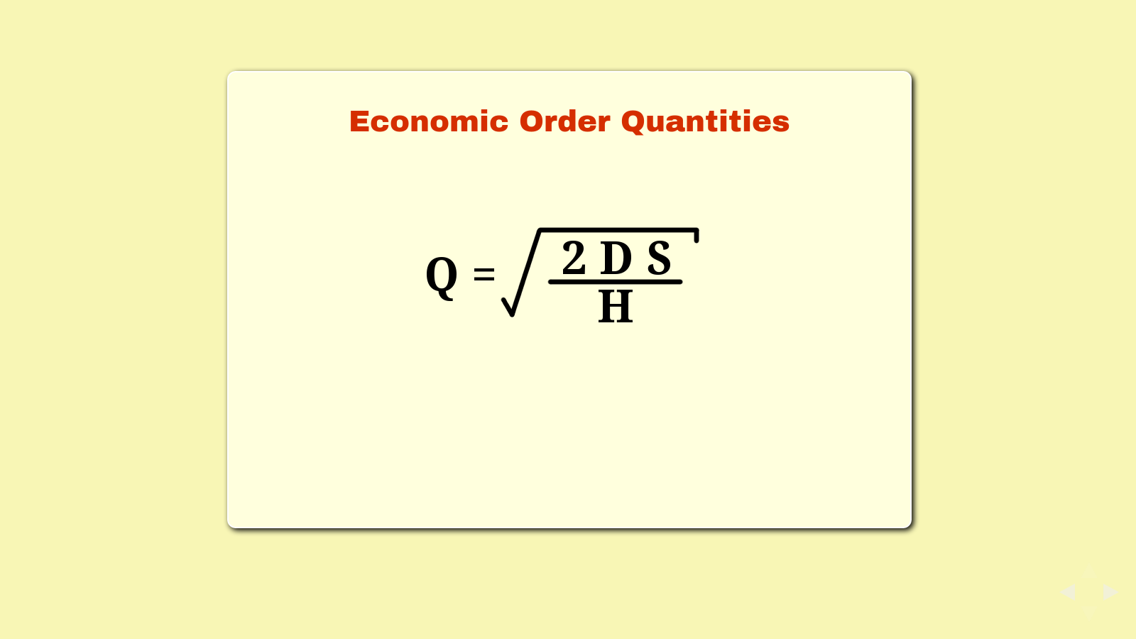Slide: Economic Order Quantities