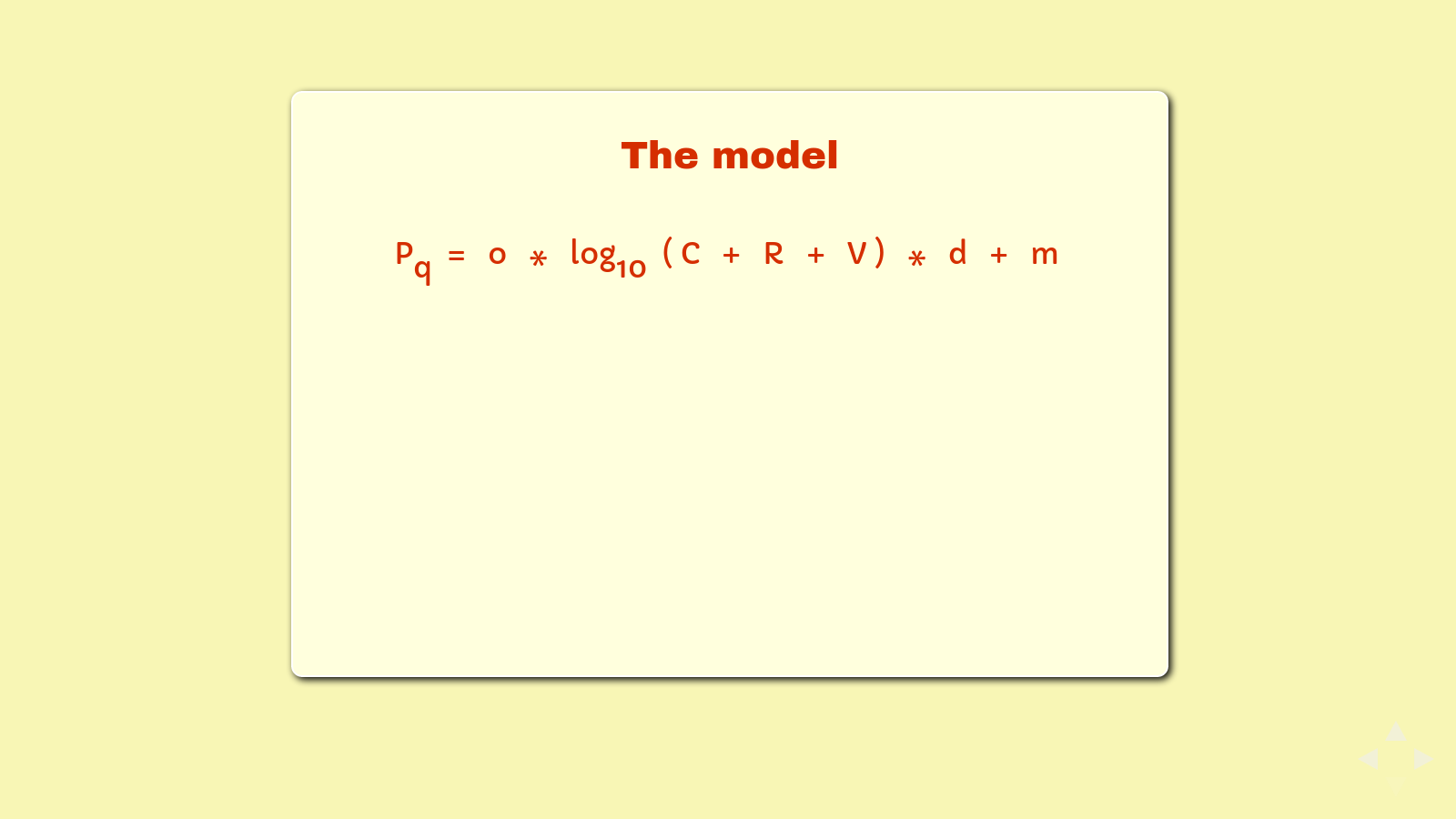 Slide: The formula, nothing highlighted