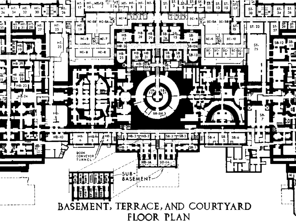 Slide: Basement, Terrace, and Courtyard floor plan